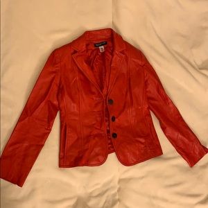 Jones New York red leather jacket